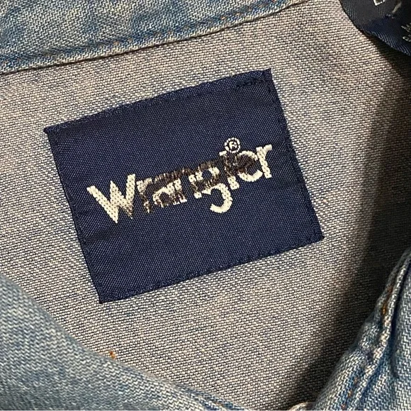 Wrangler Men's Stonewash Cowboy Cut Snap Front Long Sleeve Cotton Shirt Size L - Picture 9 of 15